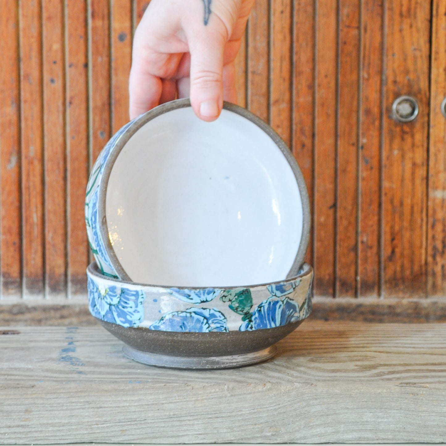 2 Bowls - Blue Poppies