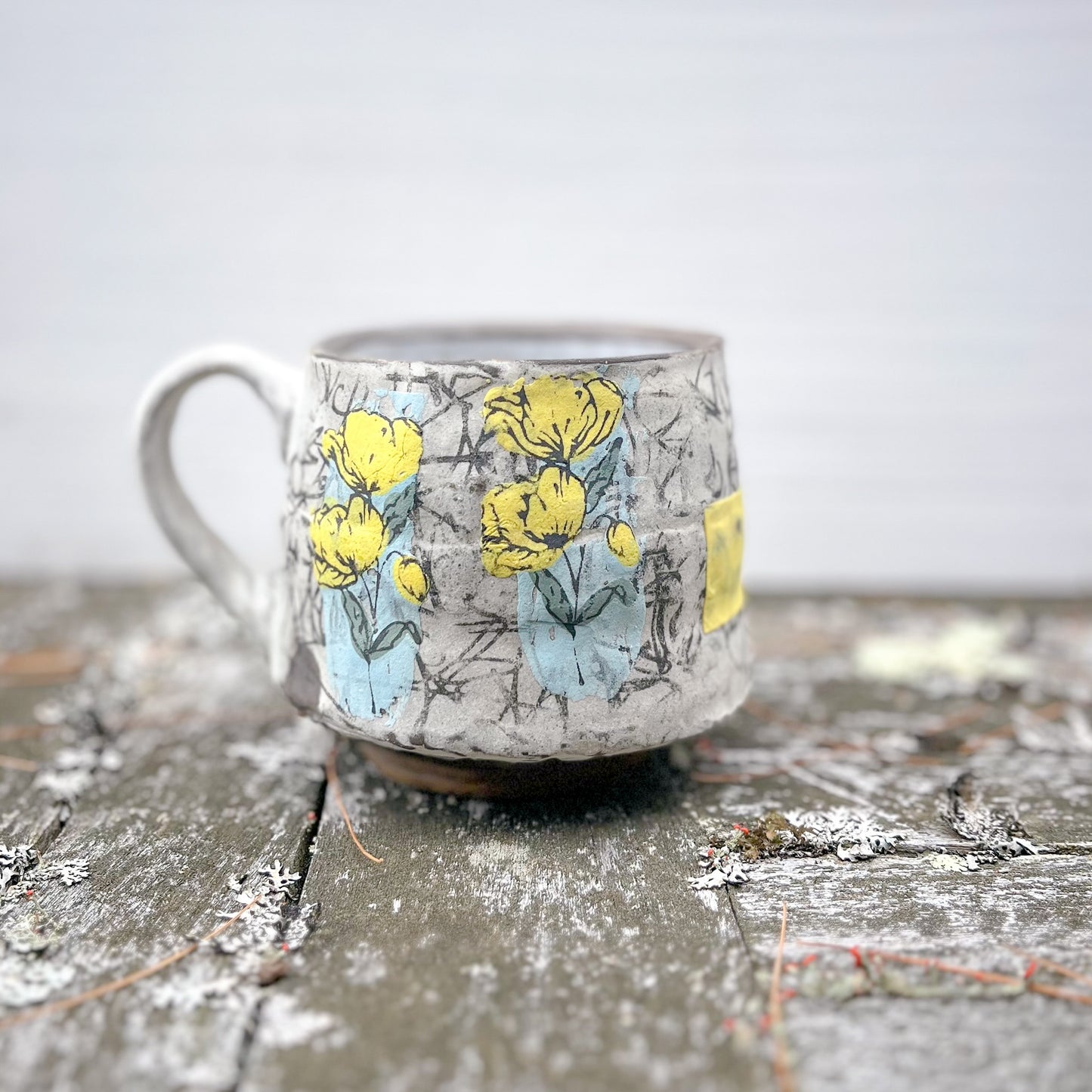 Handbuilt Mug - poppies & coneflower