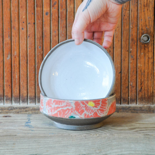 2 Bowls - Red Poppies
