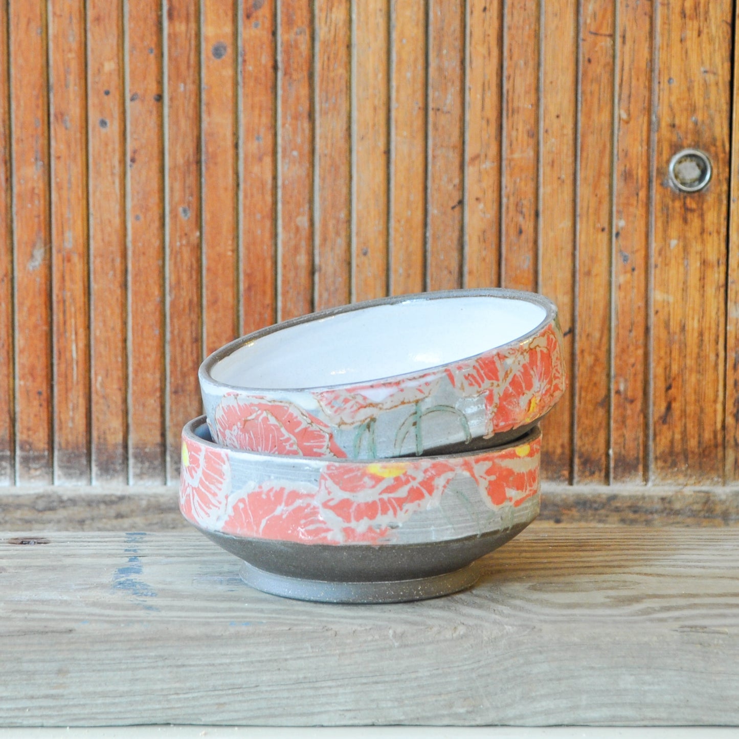 2 Bowls - Red Poppies