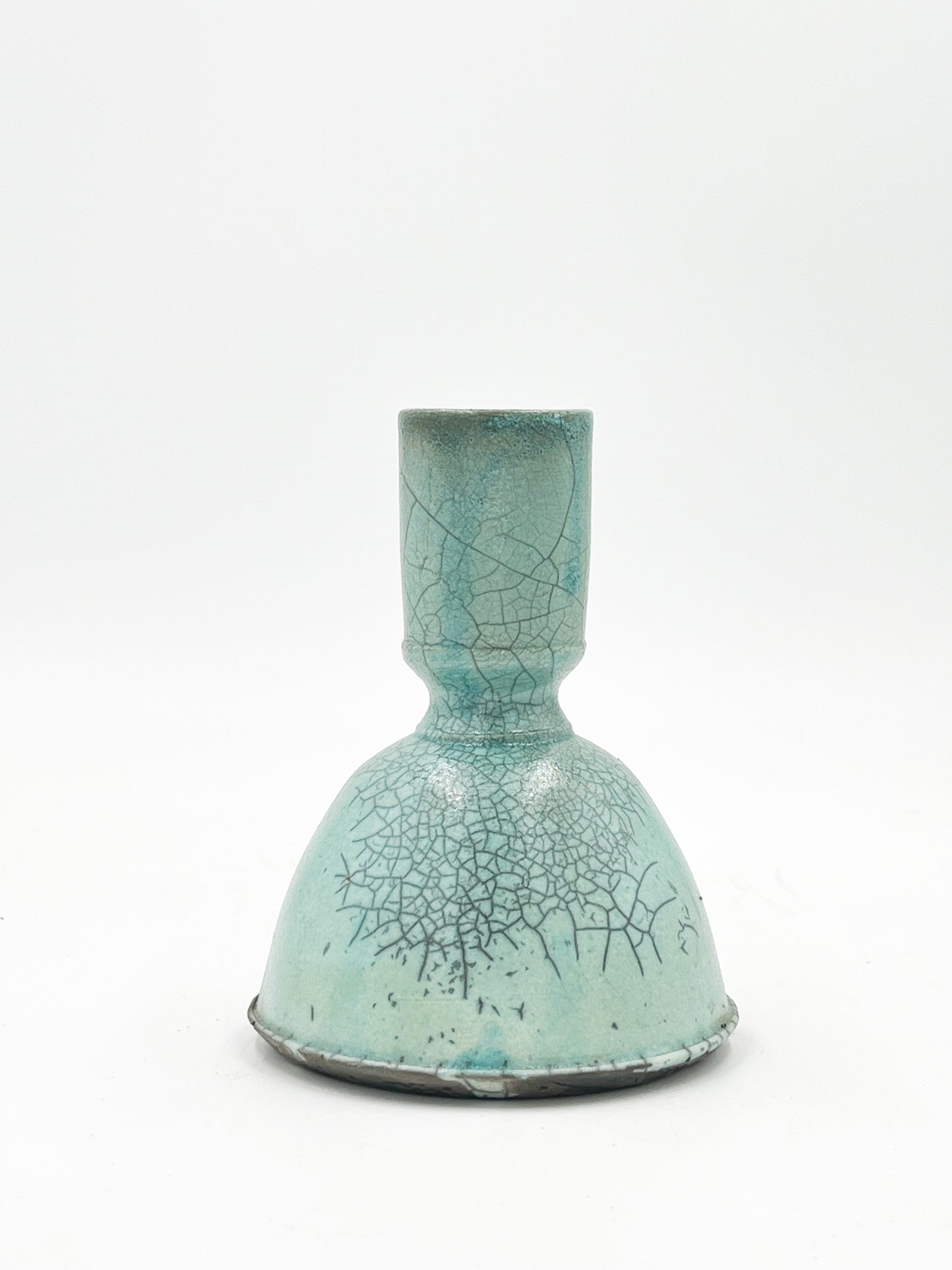 Raku Fired Vase - Jade Crackle