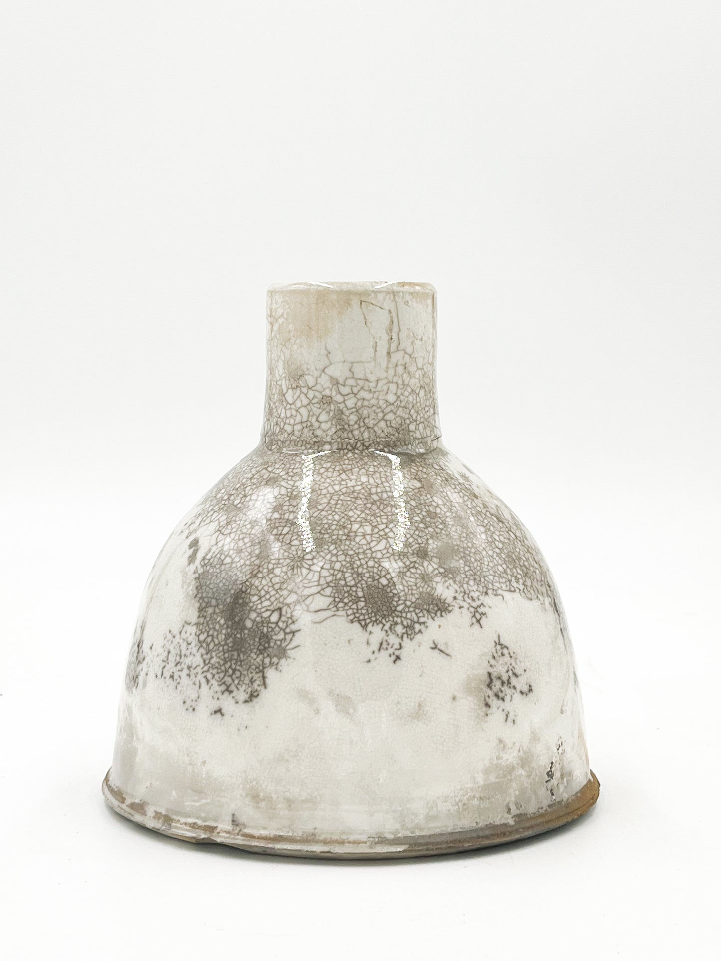 Raku Fired Vase - White Crackle