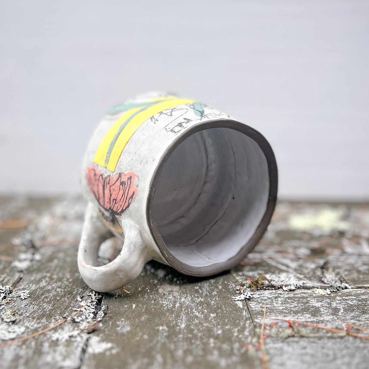 Handbuilt Mug - poppies & coneflower